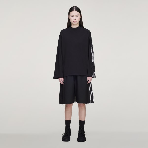 adidas Y-3 SPORT UNIFORM RAW CUT 3-Stripes SHORTS - Black | Free
