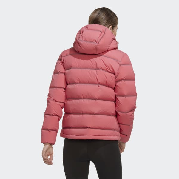 Red Helionic Stretch Hooded Down Jacket