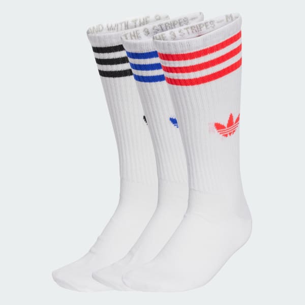 Blanc Chaussettes mi-mollet 3 bandes (3 paires)