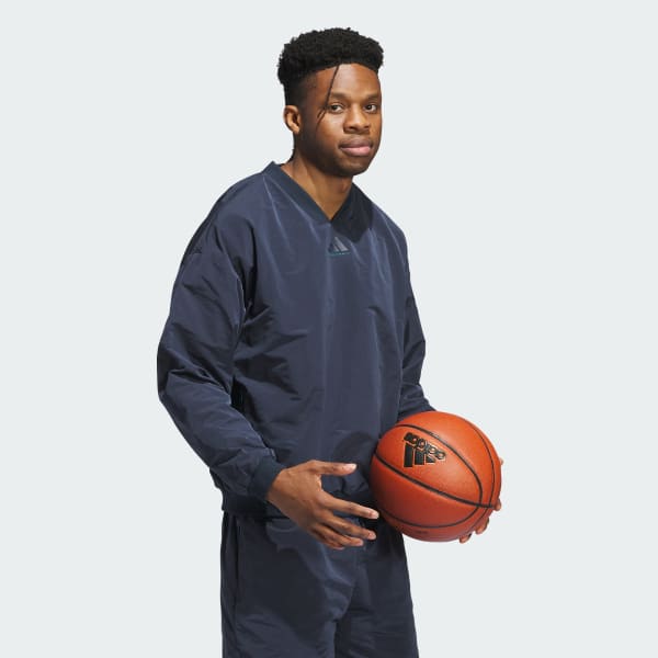 สีน้ำเงิน สเวตเตอร์คอกลมผ้าทอ adidas Basketball