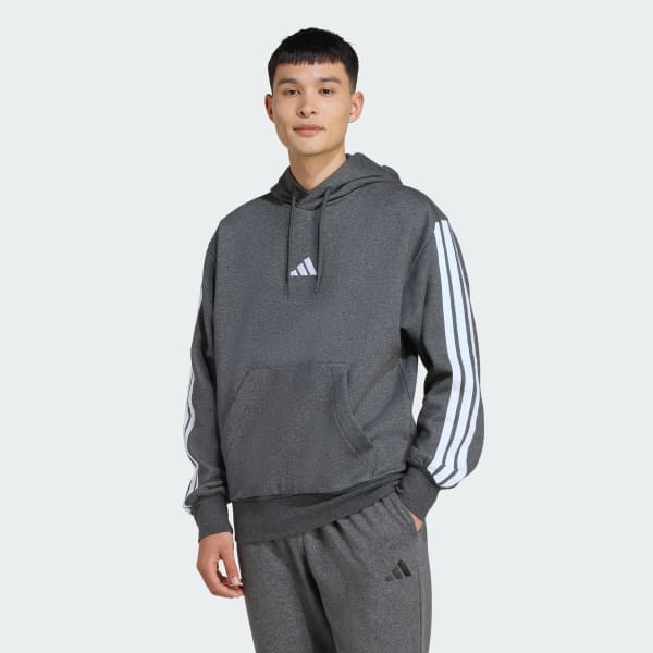 Siva Mikina s kapucňou Essentials 3-Stripes Fleece