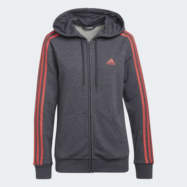 Plomo Polera con Capucha Essentials 3 Tiras Felpa Francesa