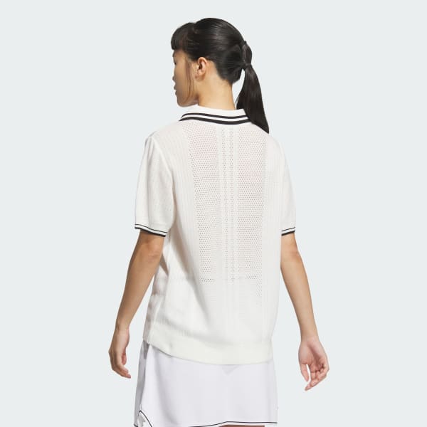 White 반팔 니트 폴로 셔츠