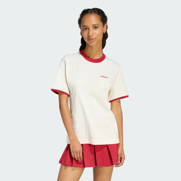 White Seasonal Essentials Colorpop T-Shirt with Embroidered Graphic