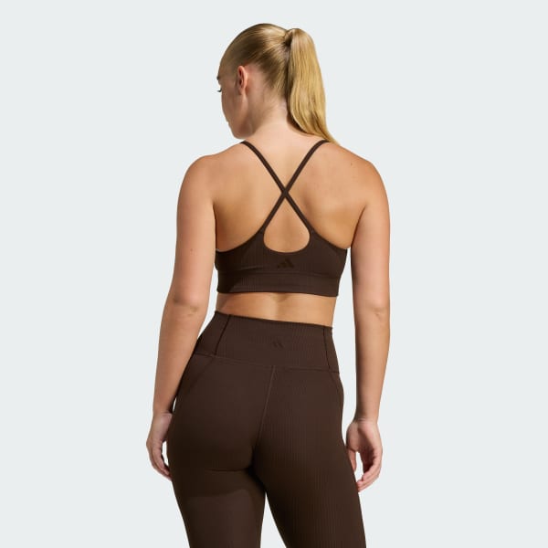 Brun adidas All Me Light Support Rib Bra Long Line BH