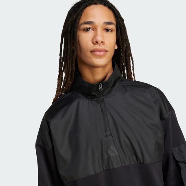adidas City Tech Utility Half-Zip Sweatshirt - Black | Free