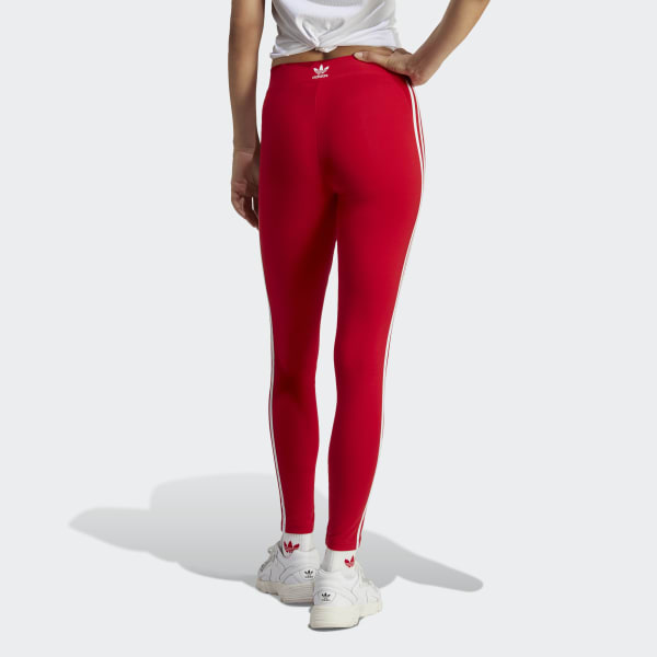 NEW Adidas Womens Adicolor 3-Stripes Tights - FM3283 - Red/White - XS 