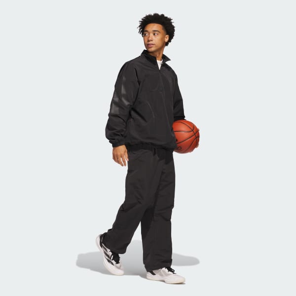 Negro Chaqueta adidas Basketball Tejida Medio Cierre Frontal (Unisex)