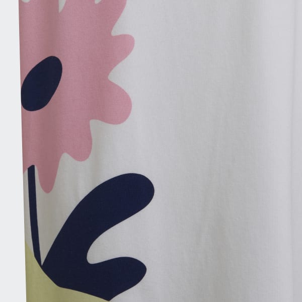 Weiss Flower Print T-Shirt-Kleid RP604