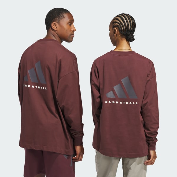 Burgundy adidas Basketball Long Sleeve Tee (Gender Neutral)