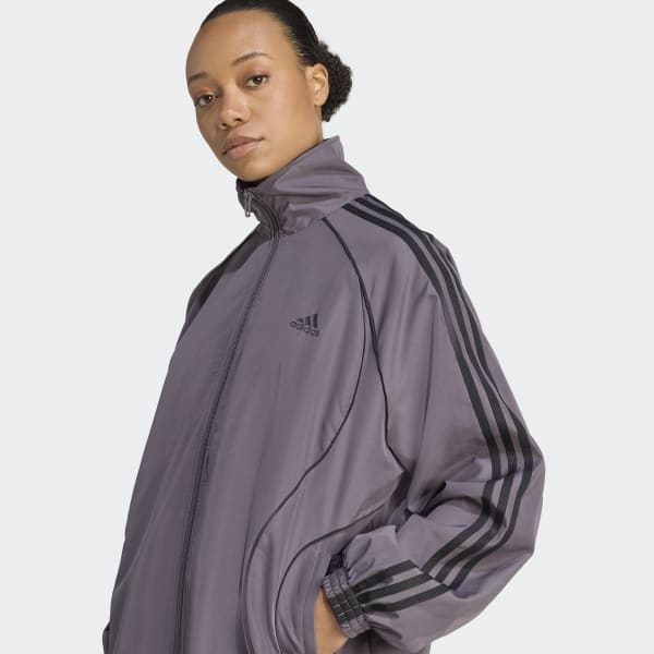 adidas Teamgeist Adicolor Oversized Woven Track Top - Grey | Free