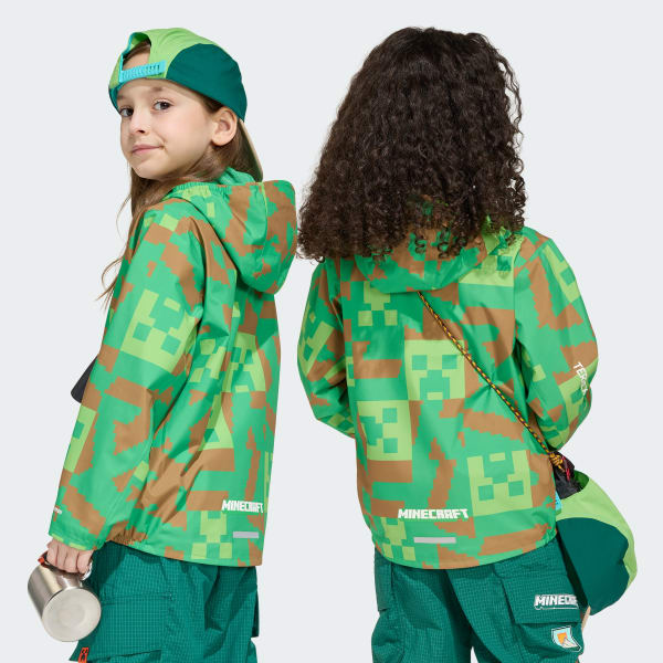 zelená Bunda do deště adidas Minecraft Terrex 2 Layer Climaproof