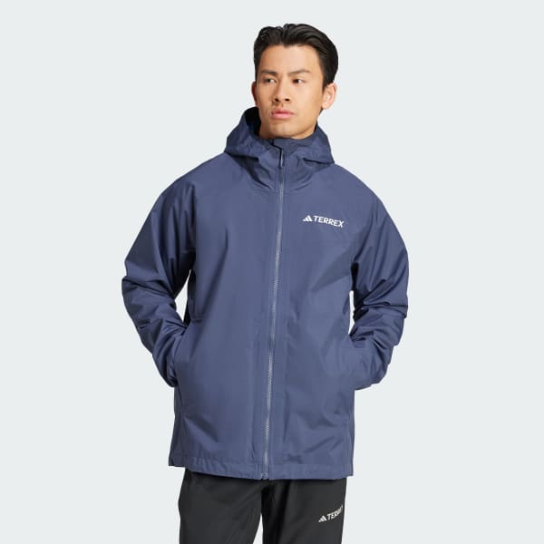 Adidas rain jacket blue hot sale