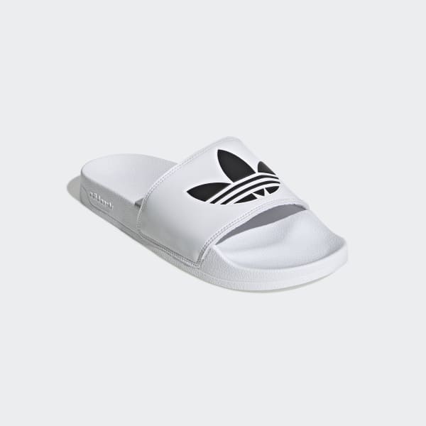 Men's adilette White and Black Trefoil 