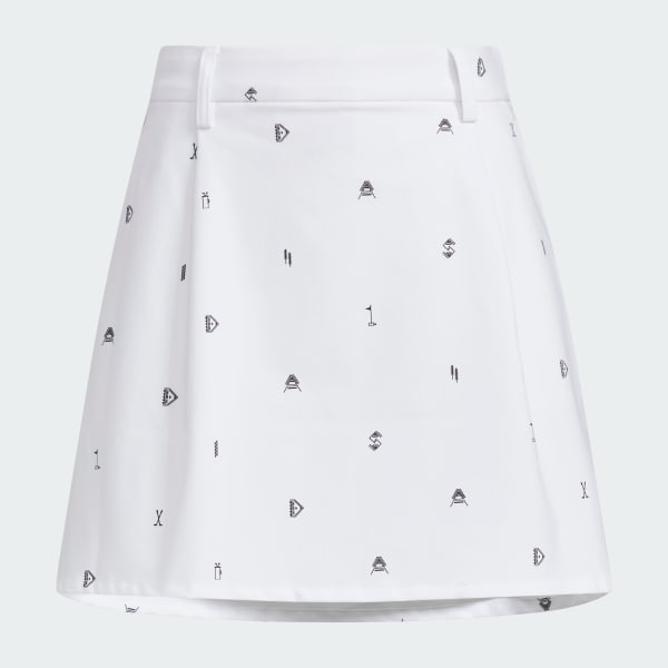 สีขาว กระโปรงลายโมโนแกรม