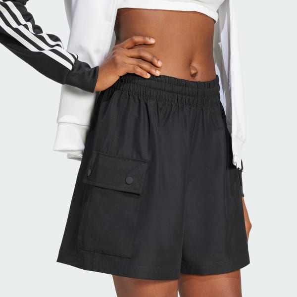 新作人気【ADIDAS】Essential Woven High Waisted Cargo Shorts adidas Essentials Woven High-Waist Cargo Shorts - Blue