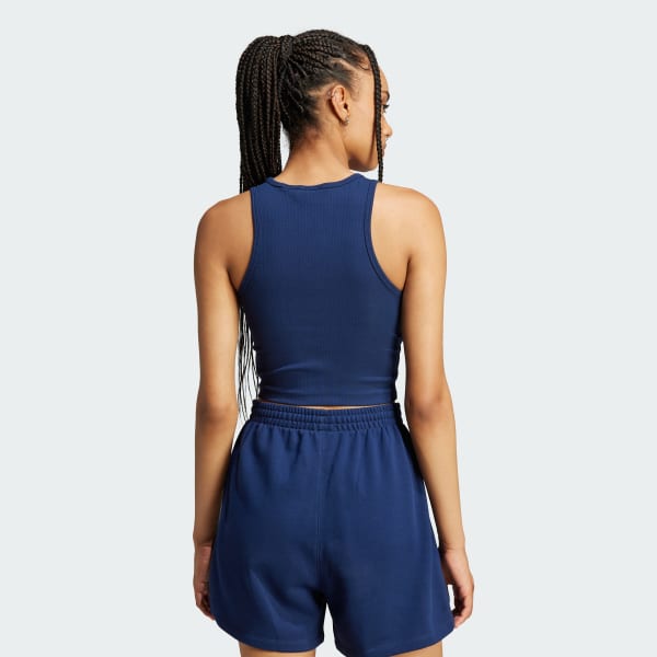 Azul Polo sin Mangas Essentials Acanalado