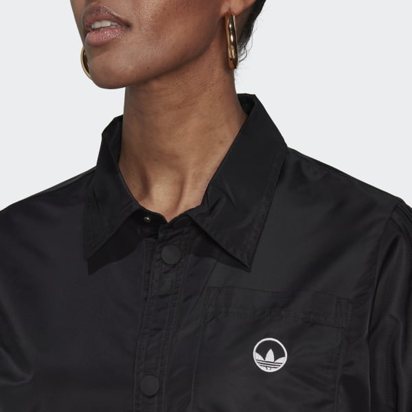 Negro Camisa de Nylon Manga Larga HL156