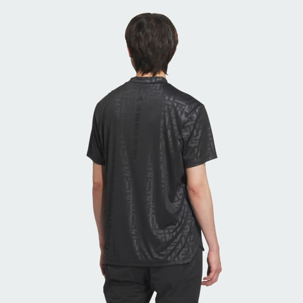 Black adidas Golf Emboss Short Sleeve Polo Shirt