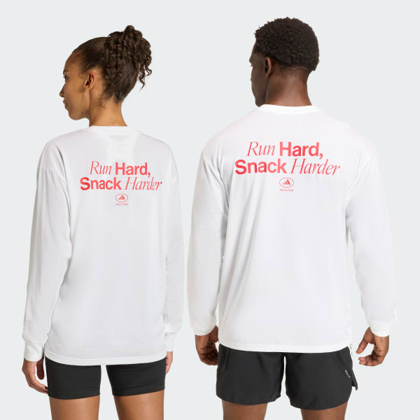 Blanco Sudadera GRAPHIC RUN HARD DE MANGA LARGA