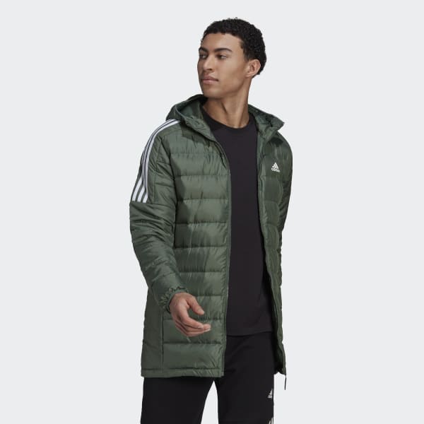 adidas Essentials Down Parka - Green, Men's Hiking