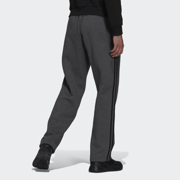 Grey Essentials Fleece Open Hem 3-Stripes Pants