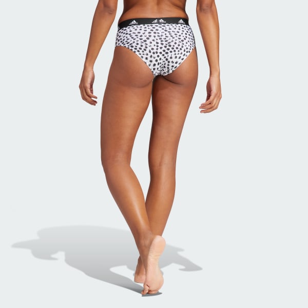  adidas Women's Comfort Cotton Bikini Underwear Panty-2 Pack,  Black/Cheetah White : 服裝，鞋子和珠寶
