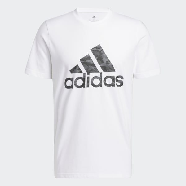 สีขาว เสื้อยืดแขนสั้นลายพราง