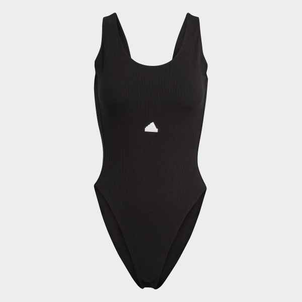 Black Ribbed Bodysuit TW455