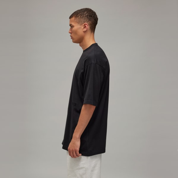 Siyah Y-3 Köşeli Kısa Kollu Tişört