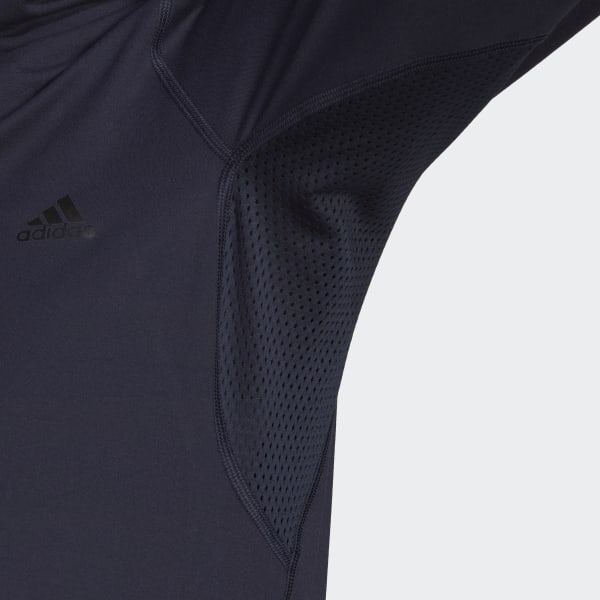 Azul Polera Run Fast Manga Larga con Medio Cierre Frontal QH422