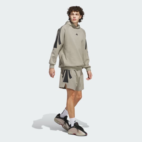 Bej adidas Basketball Spacer Kapüşonlu Üst (Unisex)