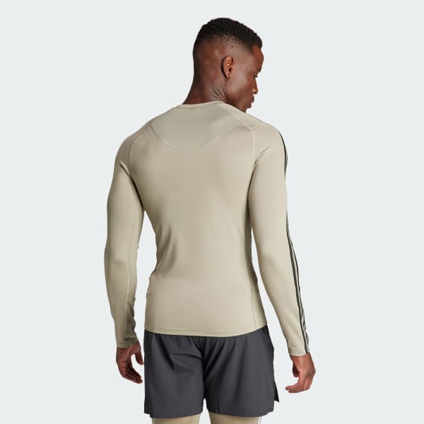 Green Techfit 3-Stripes Training Long Sleeve Tee