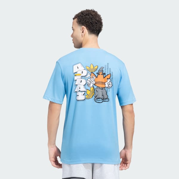 Blue adidas Originals Trefoil Doodle Tee