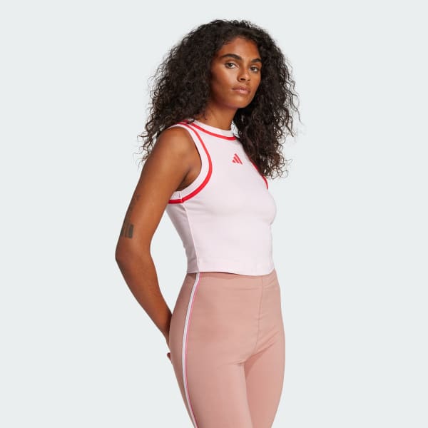 Pink Essentials Color-Pop Cotton Crop Tank Top
