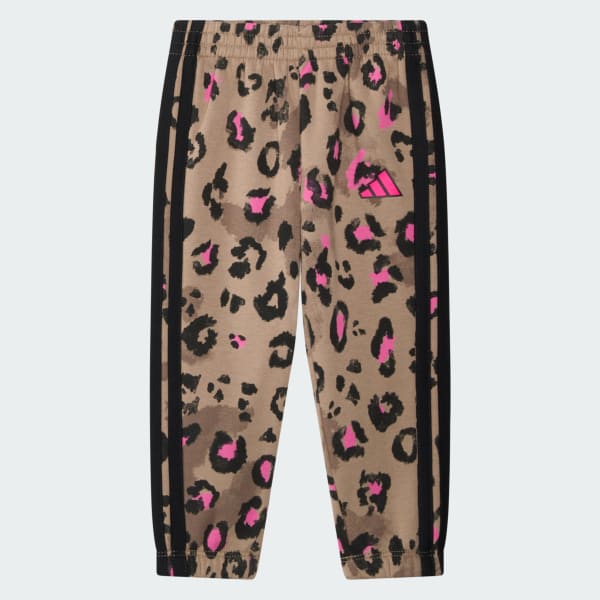 Brown 2-Piece Long Sleeve Printed Flutter Sleeve Pullover & Elastic Waistband Printed Jogger Set

