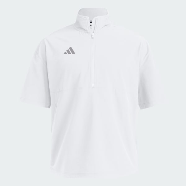 adidas Short Sleeve Quarter Zip Woven Jacket - White | Free