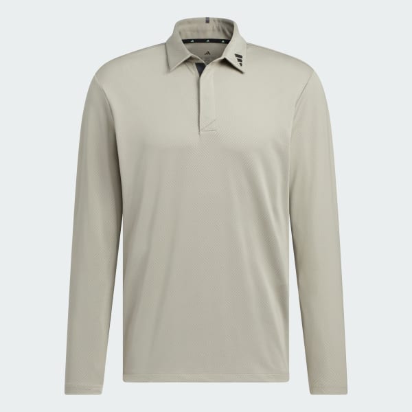 สีเบจ เสื้อโปโลแขนยาวผ้าแจ็คการ์ด