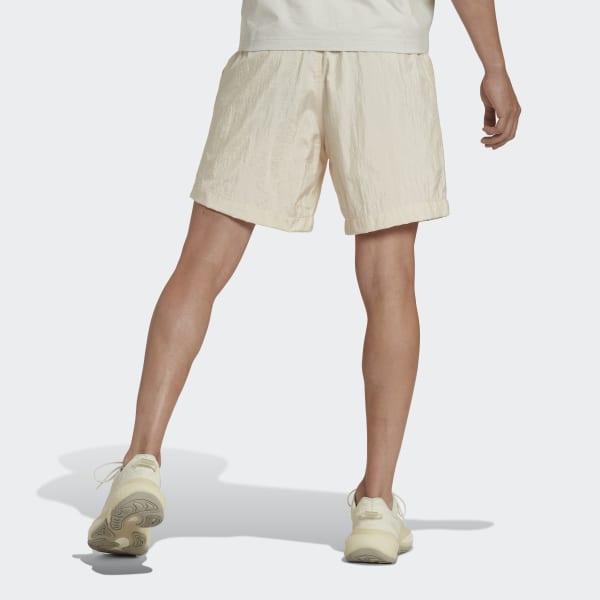 White Reveal Material Mix Shorts