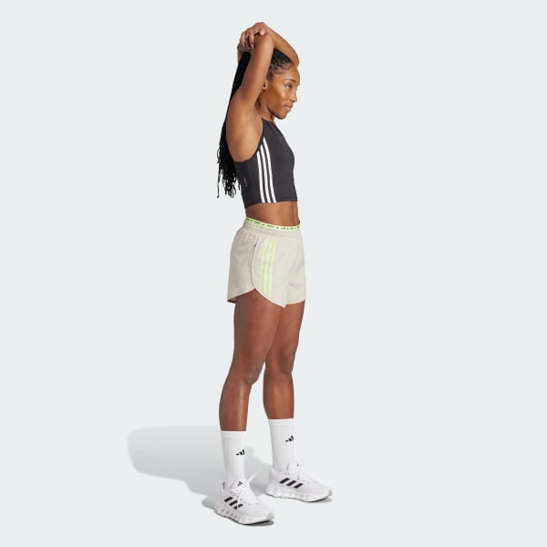 Beige Own the Run 3-Stripes Shorts