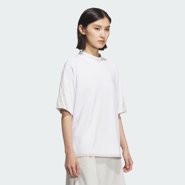 White AEROREADY 3-Stripes Mock Neck Short Sleeve Shirt