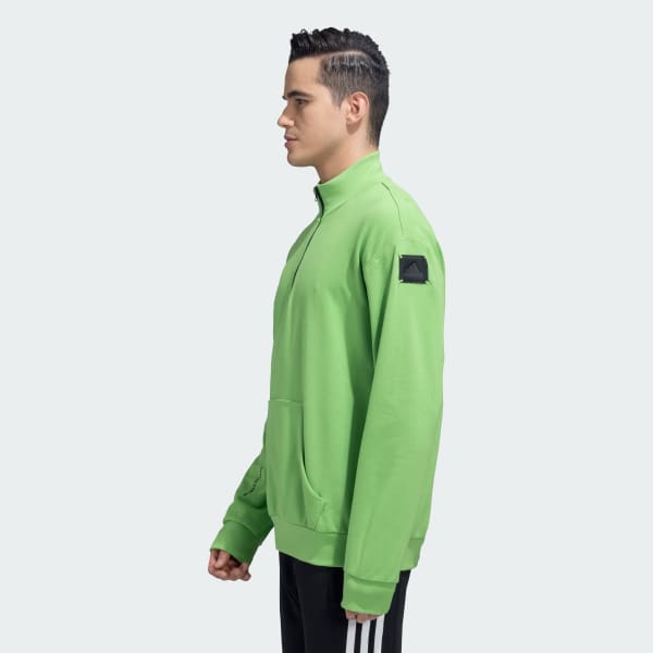 Green LONG SLEEVES HALFZIP SWEATSHIRT
