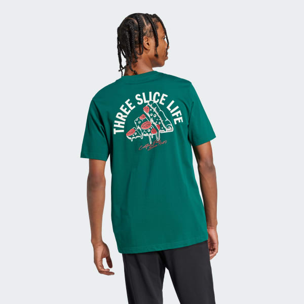 adidas Lounge Pizza Graphic Tee - Green | Free Shipping with