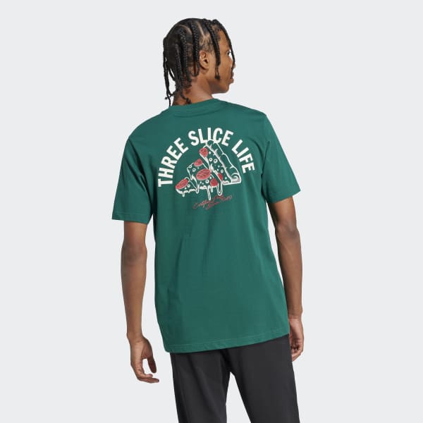 adidas Lounge Pizza Graphic Tee - Green | Free Shipping with