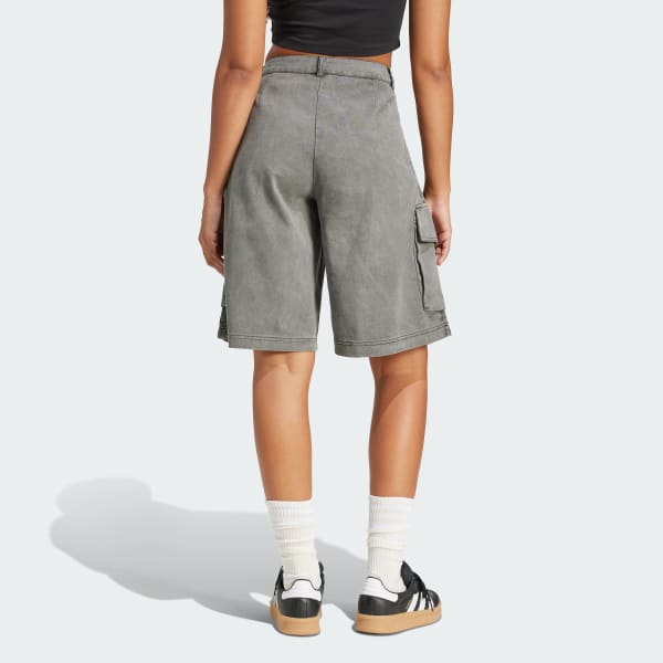 Black Washed Cargo Twill Jorts
