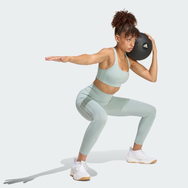 Green Optime Workout 3-Stripes 7/8 Leggings 
