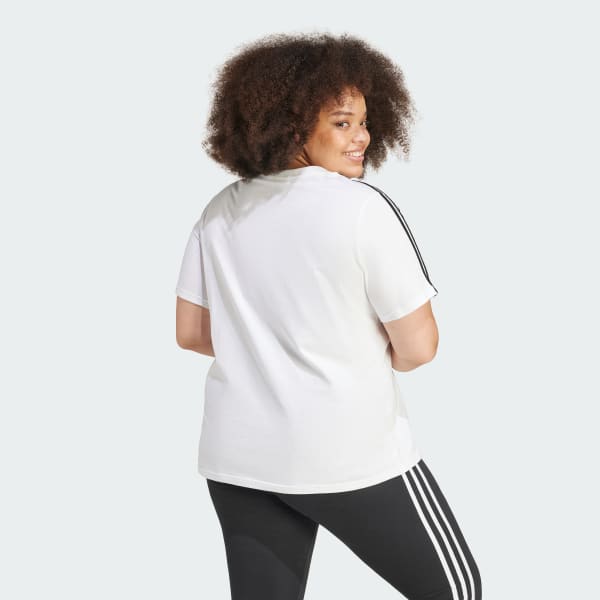 Blanco Camiseta Essentials 3 Rayas Ajustada