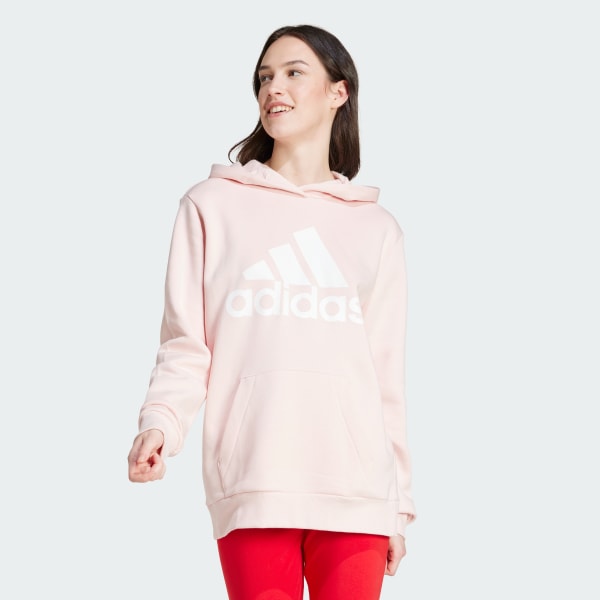 White adidas hoodie pink logo top