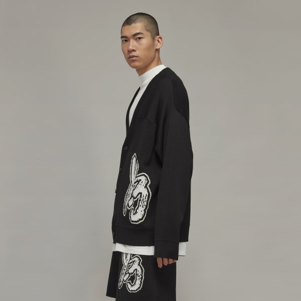 Schwarz Y-3 Logo Knit Cardigan
