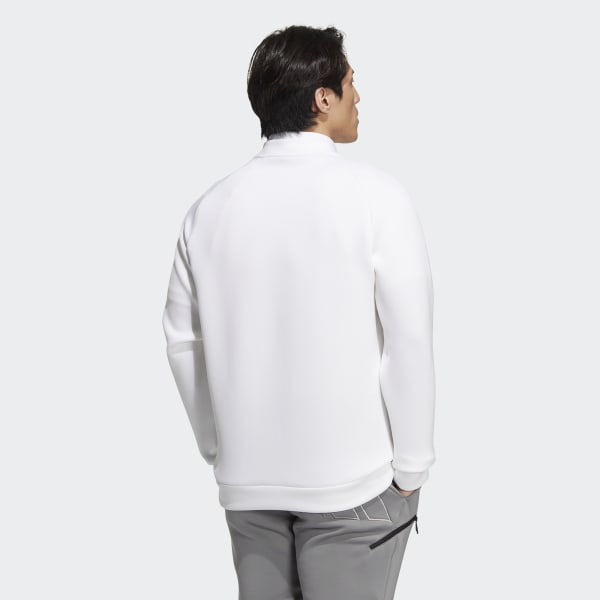 White 3-바 크루넥 스페이서 니트 긴팔 셔츠